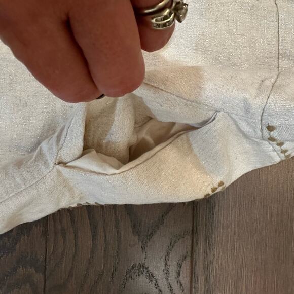 Anthropologie Floreat Linen Metallic Shimmer Beaded Embroidered Skirt Size 2 - Picture 6 of 9